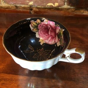 Vintage Royal Halsey Pink Rose footed teacup